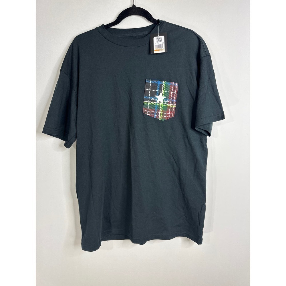 Converse Men's Patch Plaid Pocket “Chuck Taylor” Short Sleeves Black T Shirt‎ S